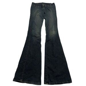 Rossodisera Vintage Y2K Flare Button Fly Jeans in Blue
